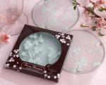 cherry blossoms frosted glass coasters